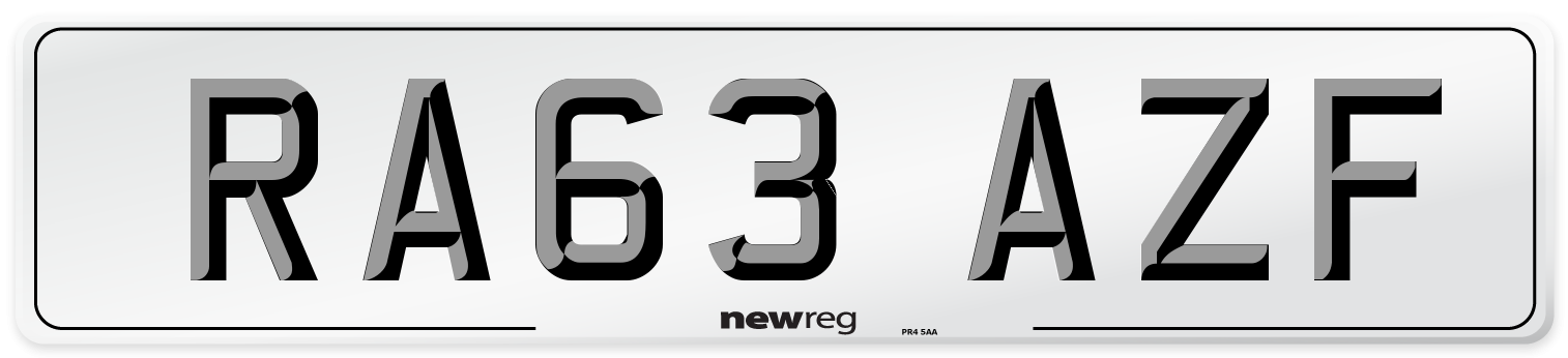 RA63 AZF Number Plate from New Reg